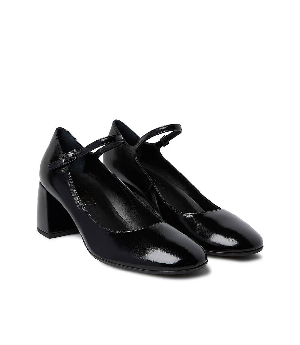 Loriblu Décolleté Mary Jane in pelle lucida nera con cinturino In Linea