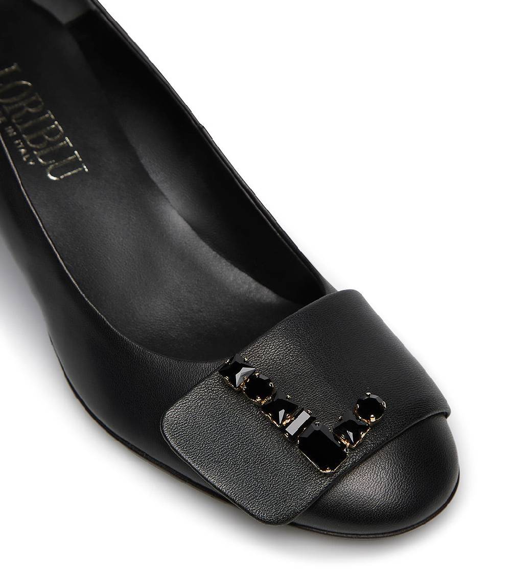 Loriblu Décolleté nappa nero con Logo Signature cristalli Qualità