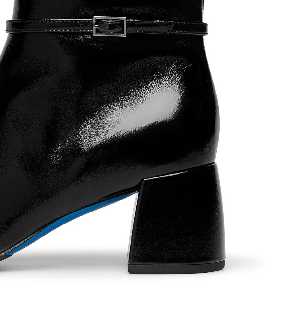 Loriblu Stivaletto in pelle lucida nera con cinturino Qualità Garantita