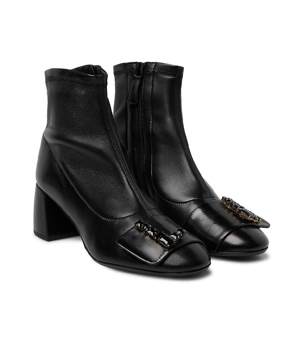 Loriblu Stivaletto in nappa nero con Logo Signature cristalli Negozi Online