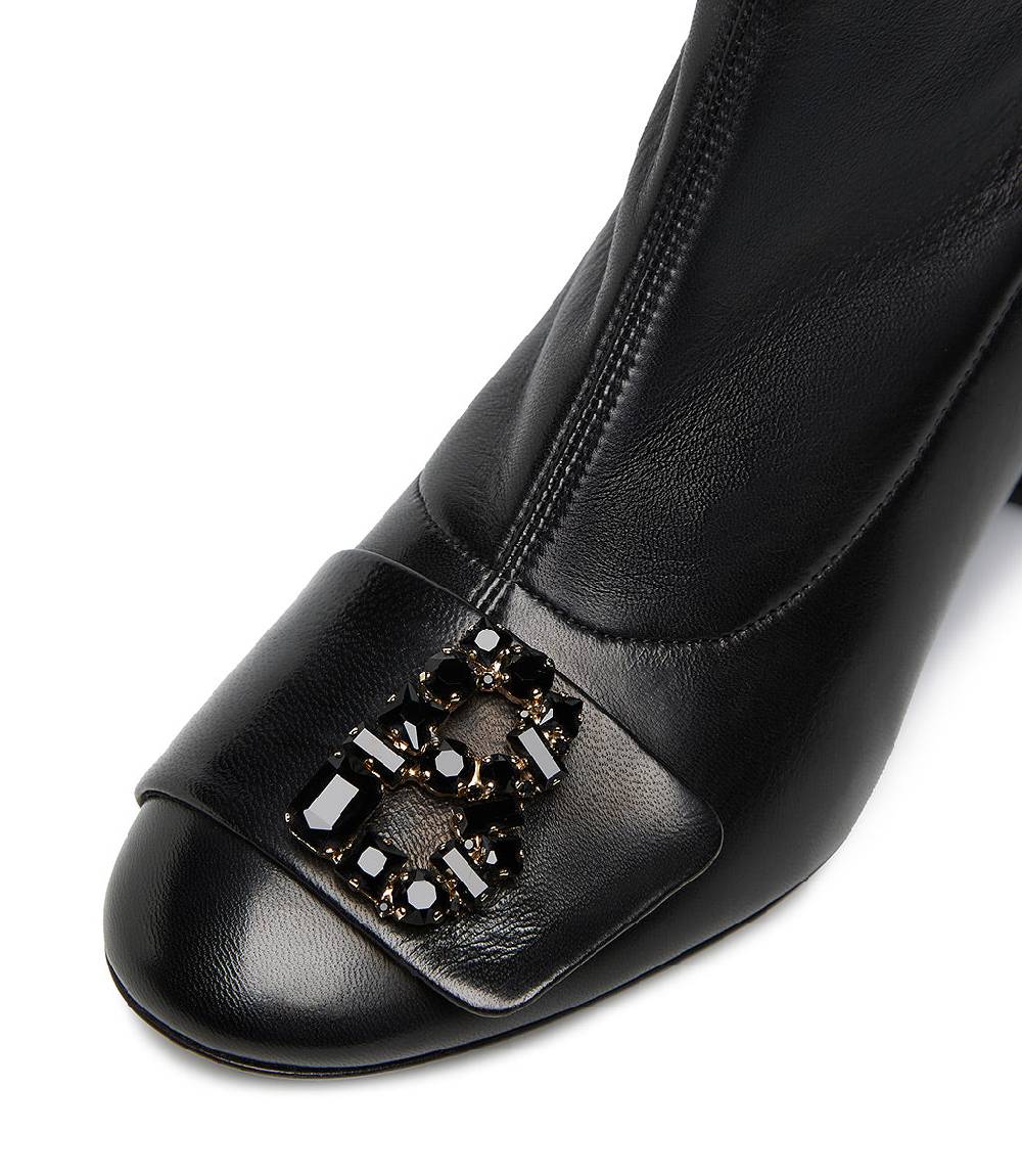 Loriblu Stivaletto in nappa nero con Logo Signature cristalli Negozi Online