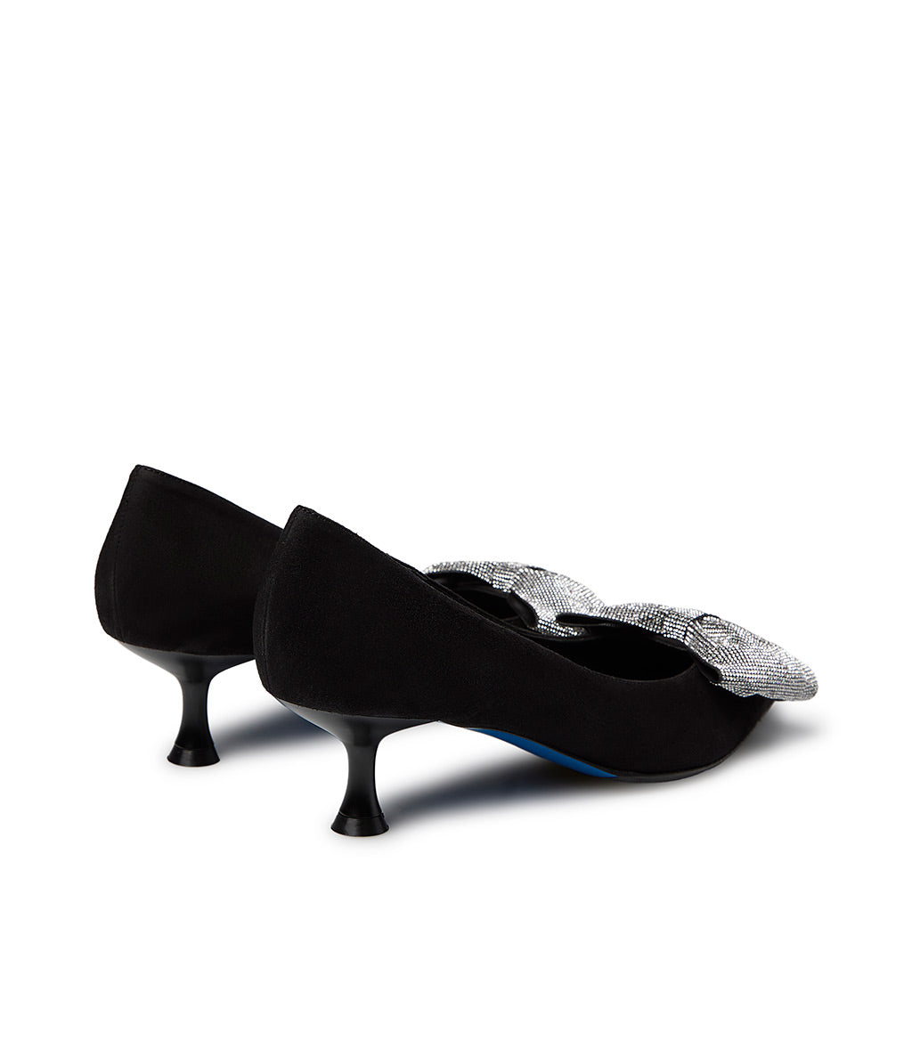 Loriblu Décolleté in camoscio nero con fiocco micro cristalli Acquista Ora