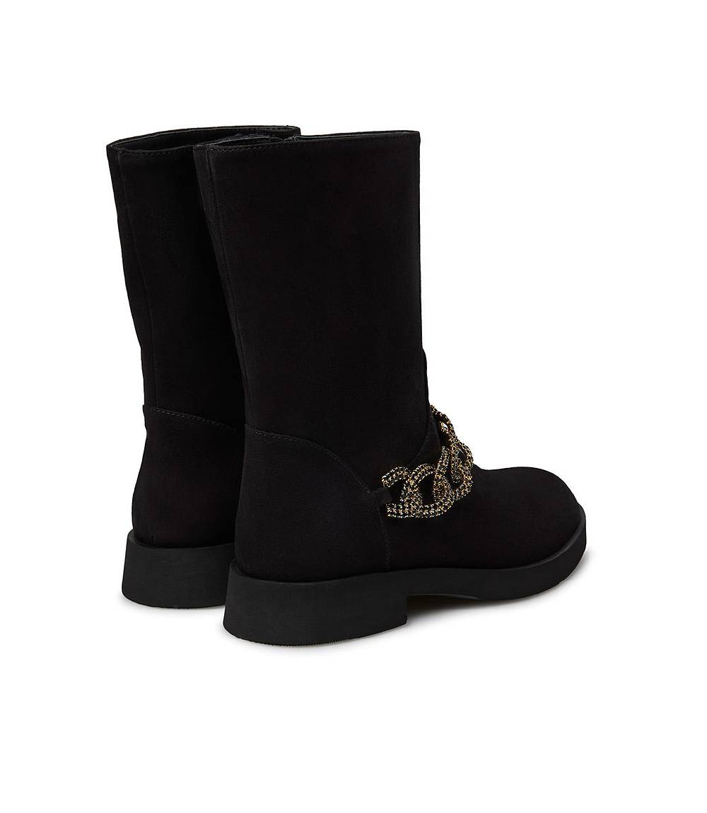 Loriblu Stivaletto in camoscio nero con catena gioiello Offerta