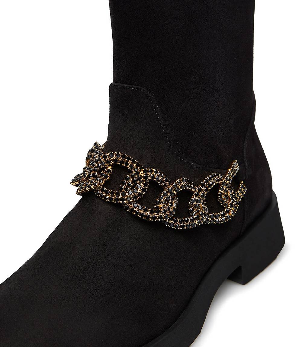 Loriblu Stivaletto in camoscio nero con catena gioiello Offerta