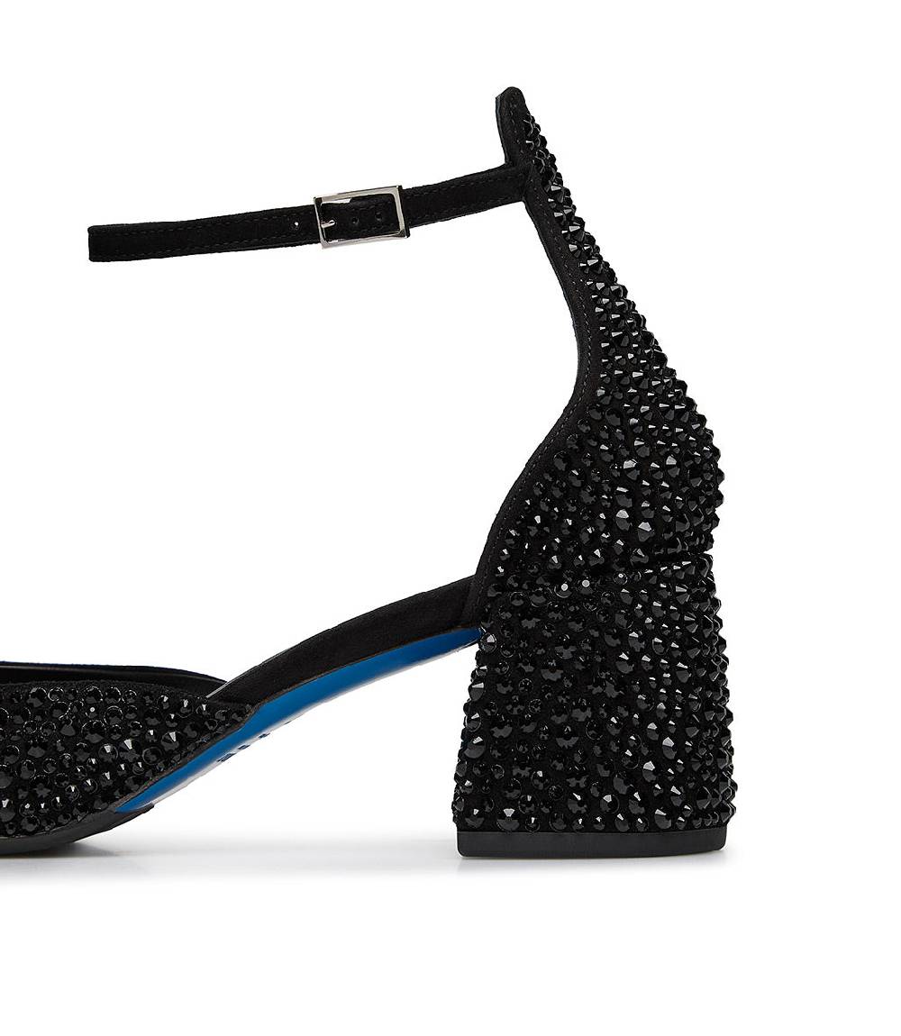 Loriblu Décolleté Mary Jane in camoscio nero con cristalli all-over Online