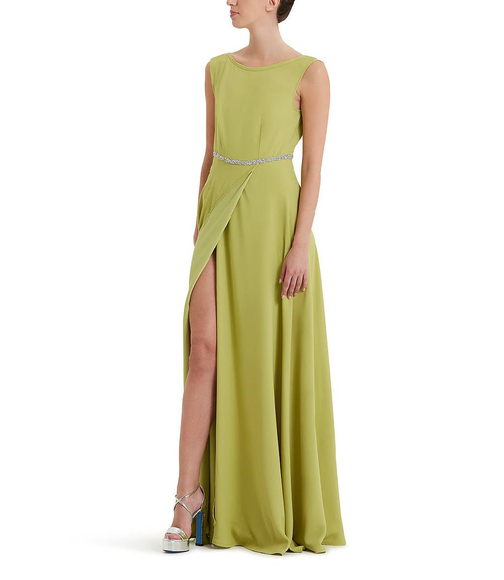 Loriblu Abito verde acido lungo con cristalli Moda