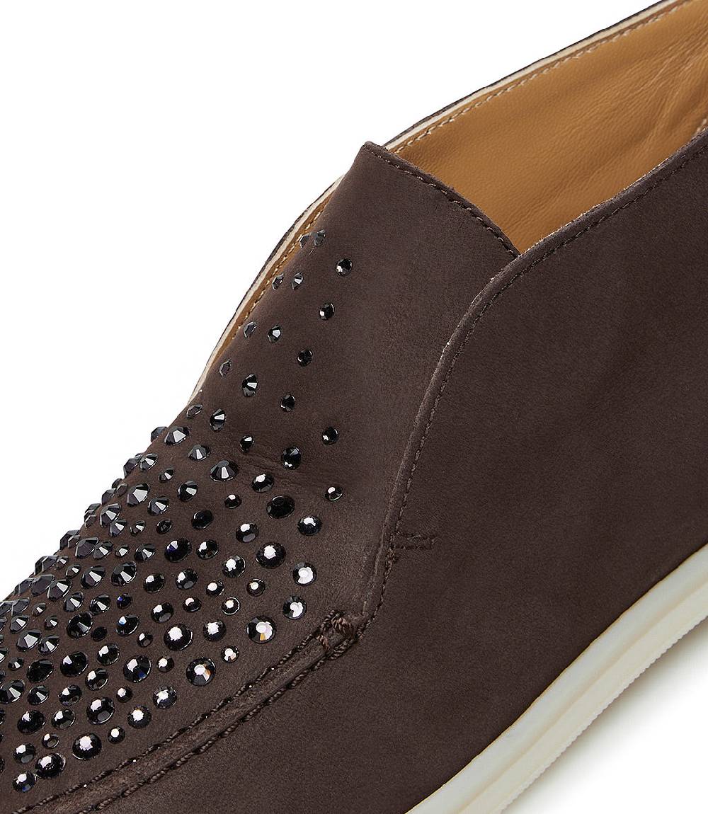 Loriblu Mocassini in pelle marrone scuro con cristalli Consegna Veloce