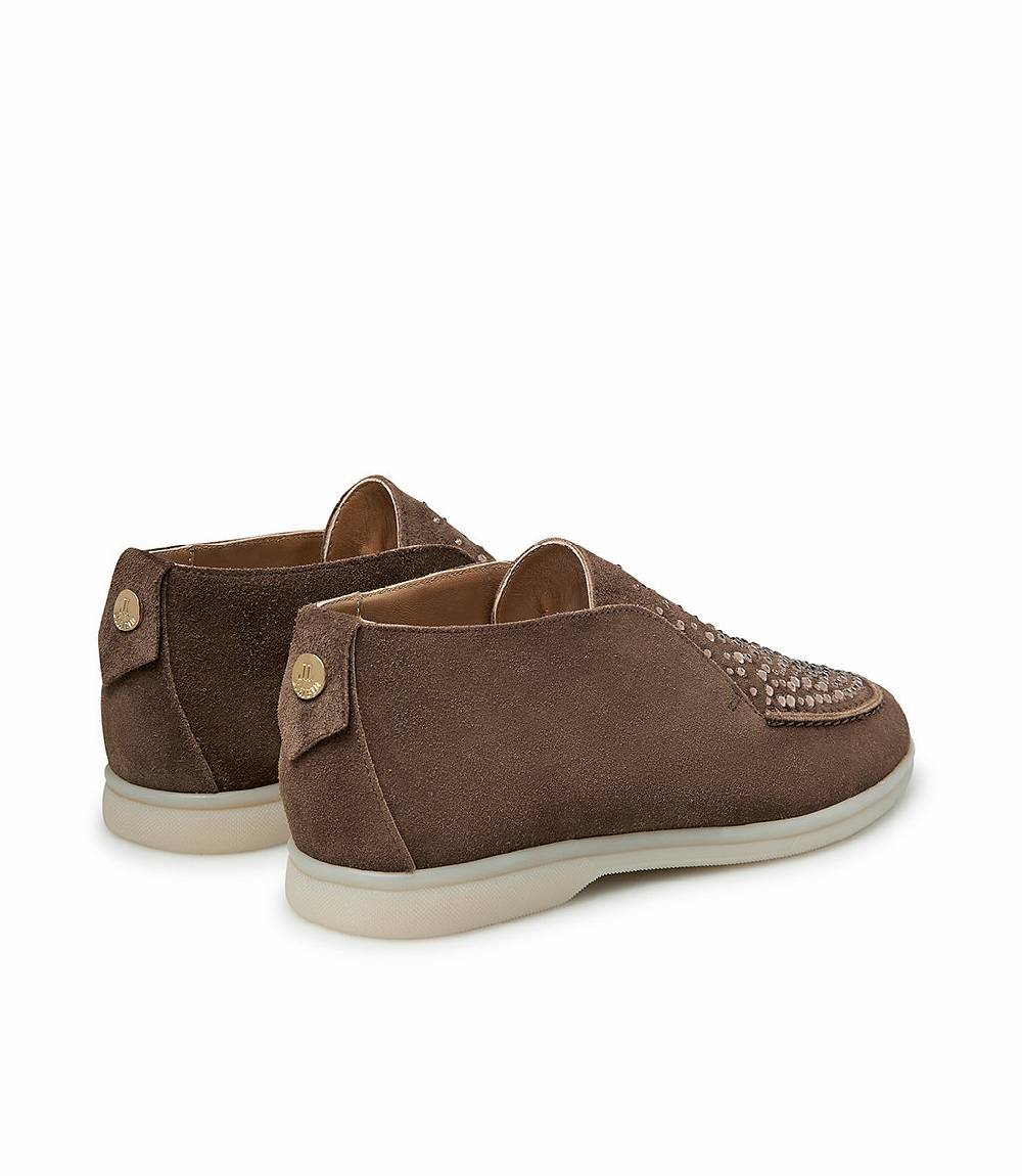 Loriblu Mocassini in pelle scamosciata ghianda con cristalli Promozione Limitata