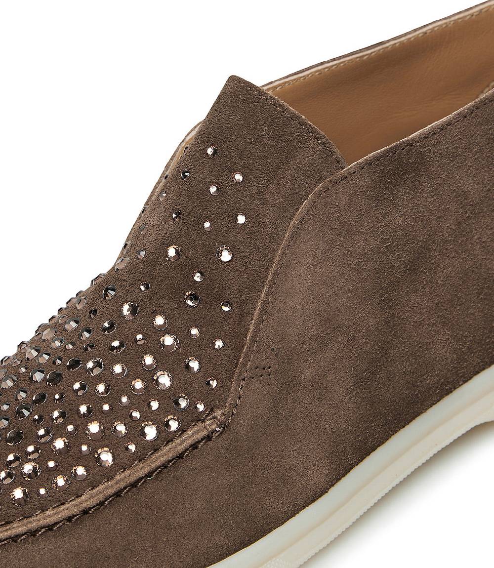 Loriblu Mocassini in pelle scamosciata ghianda con cristalli Promozione Limitata