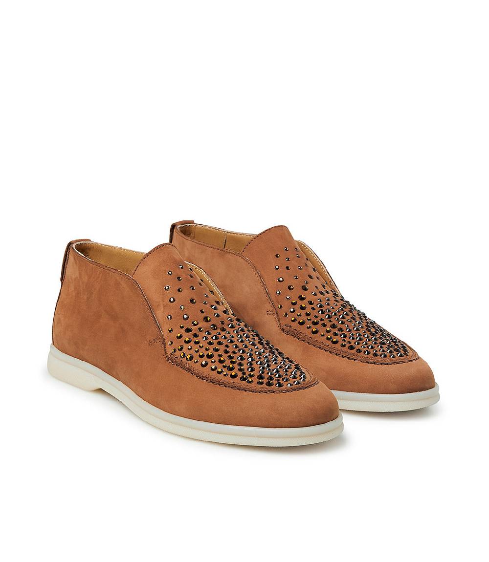 Loriblu Mocassini in nabuk ruggine con cristalli Fino Al -60%