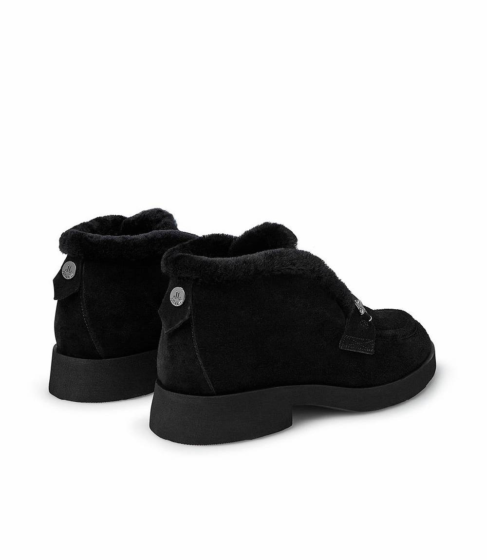 Loriblu Mocassini in pelliccia nera con fibbia-logo Economico