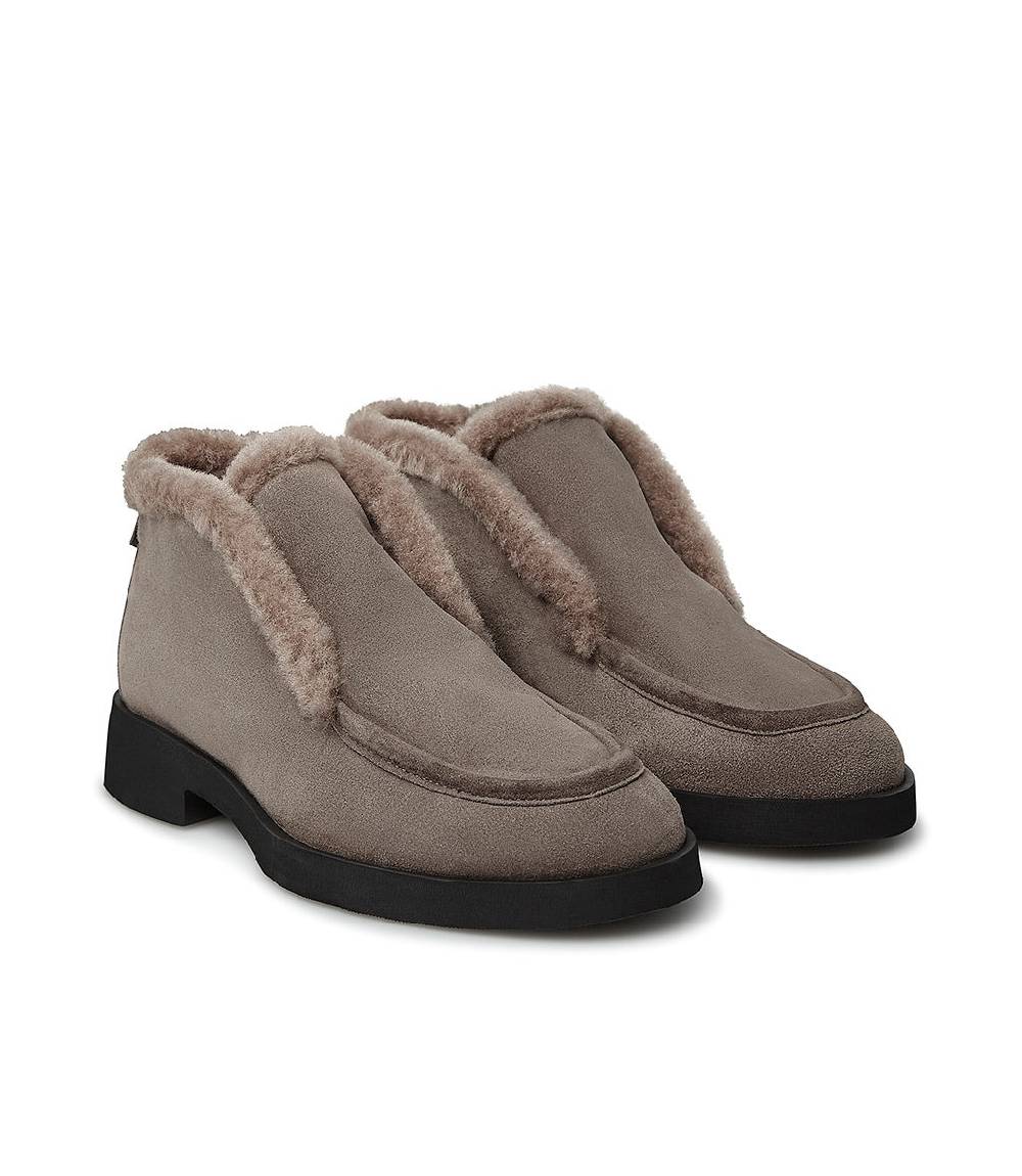 Loriblu Mocassini in camoscio e pelliccia fango Outlet
