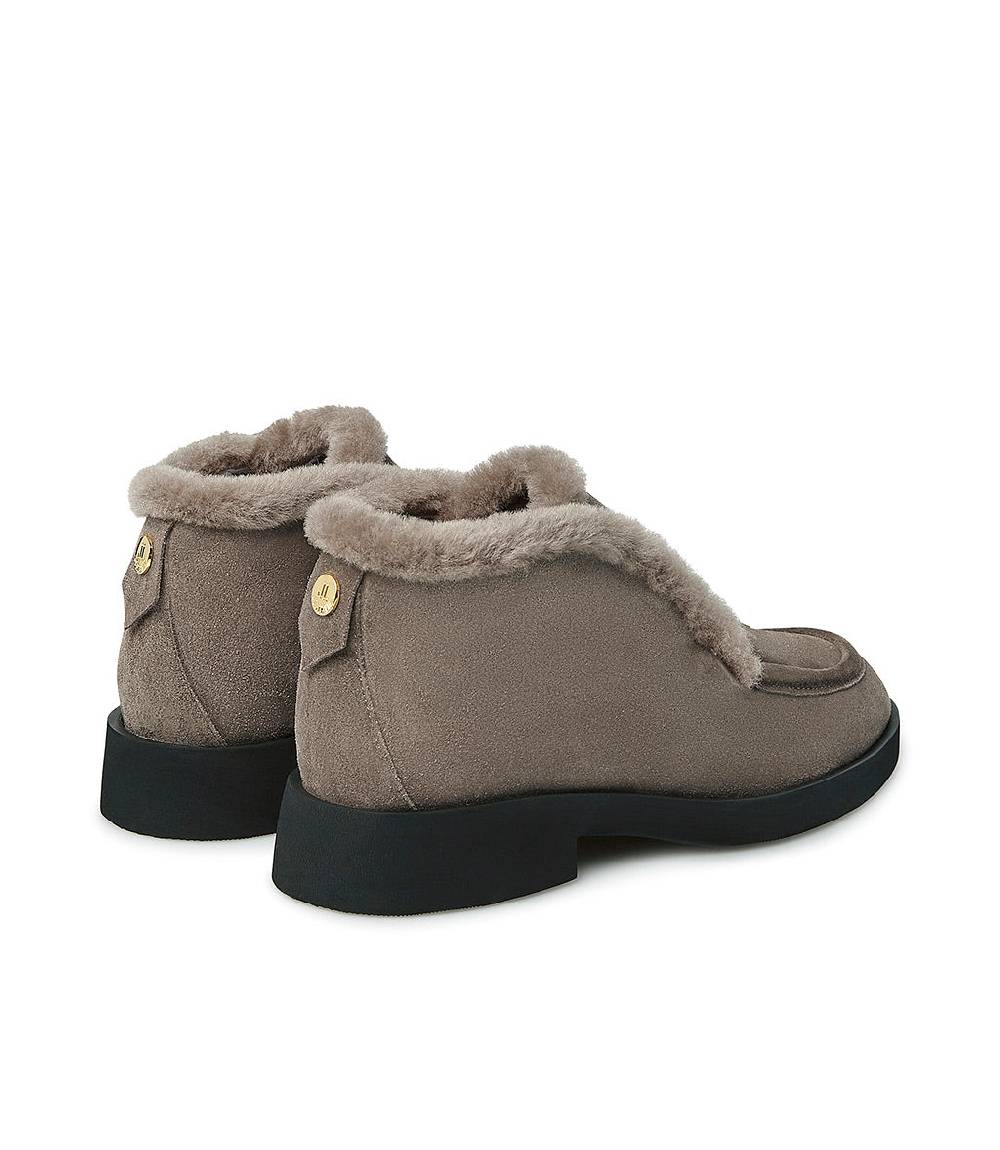 Loriblu Mocassini in camoscio e pelliccia fango Outlet