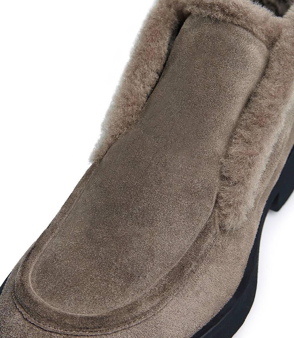 Loriblu Mocassini in camoscio e pelliccia fango Outlet