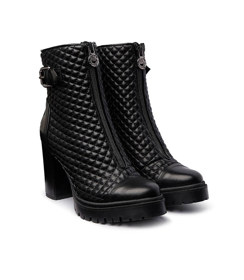 Loriblu Stivaletti in pelle nera con inserti trapuntati Offerte
