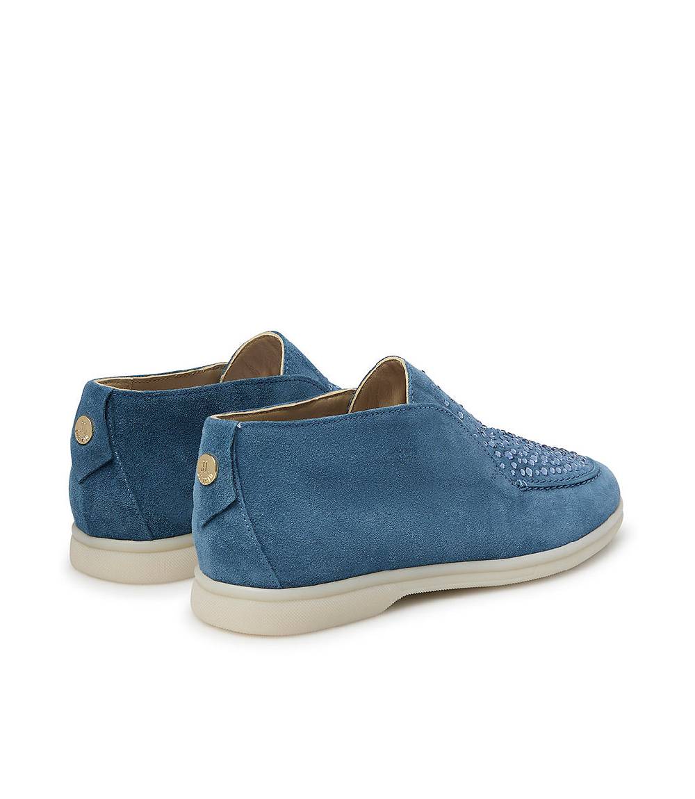 Loriblu Mocassini in pelle scamosciata blu con cristalli Negozio