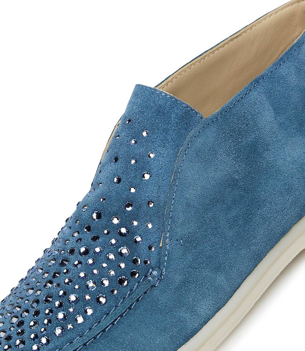 Loriblu Mocassini in pelle scamosciata blu con cristalli Negozio