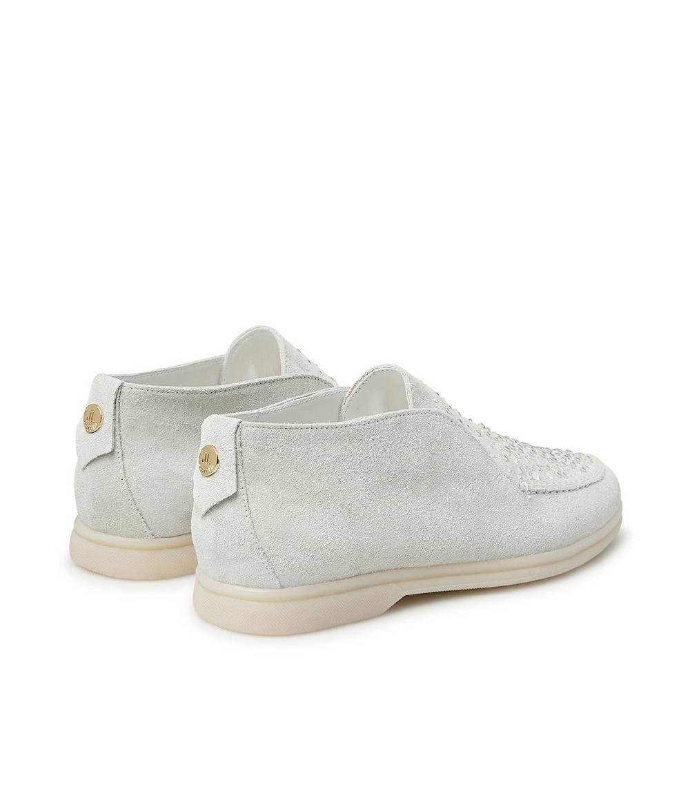 Loriblu Mocassini in pelle scamosciata bianco con cristalli In Saldo