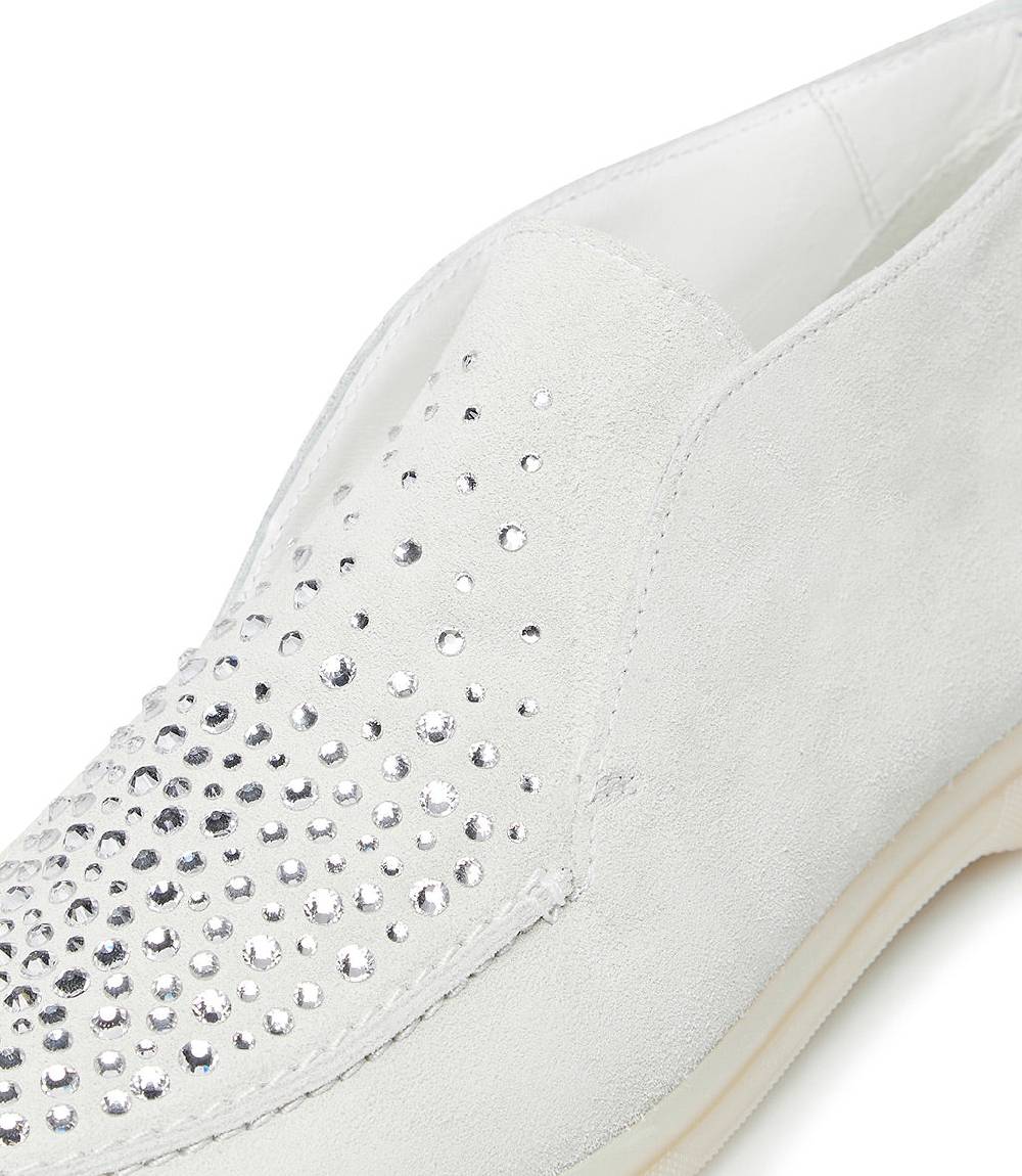 Loriblu Mocassini in pelle scamosciata bianco con cristalli In Saldo