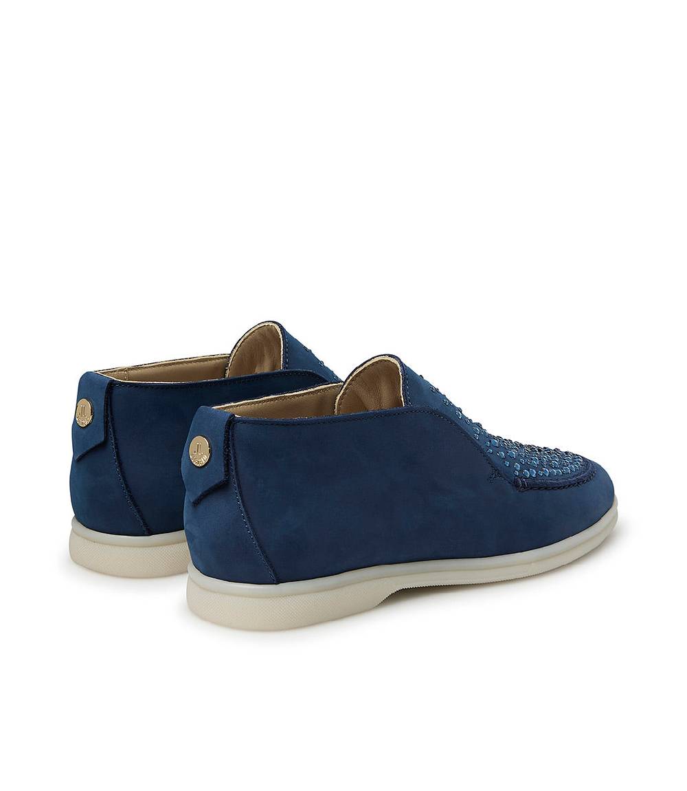 Loriblu Mocassini in pelle blu con cristalli Italy