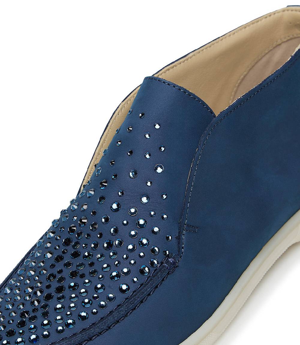 Loriblu Mocassini in pelle blu con cristalli Italy