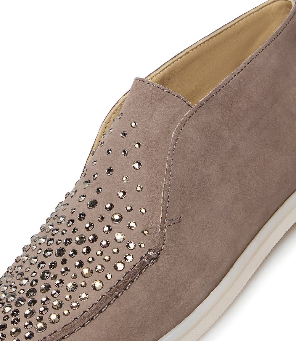Loriblu Mocassini in pelle fango con cristalli Italia
