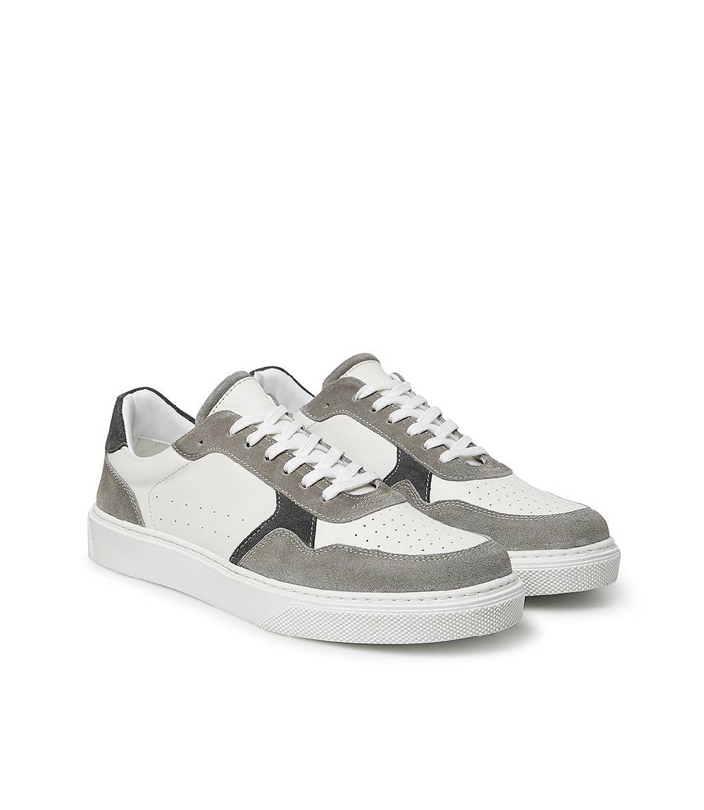 Loriblu Sneaker in pelle bianca e camoscio tortora Vendita