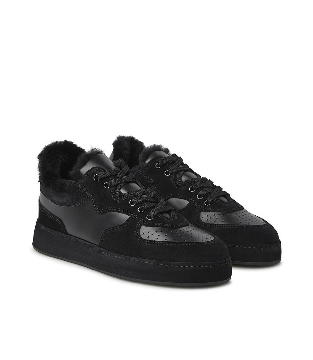 Loriblu Sneakers in pelle, camoscio e shearling nero Fino Al -60%