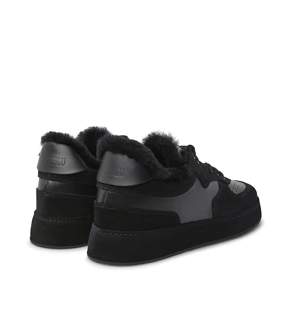 Loriblu Sneakers in pelle, camoscio e shearling nero Fino Al -60%