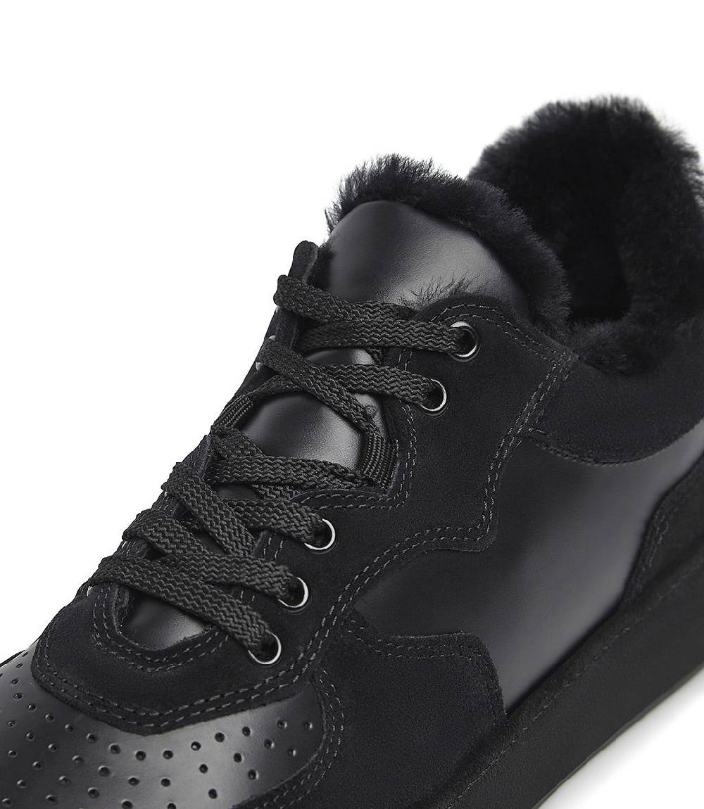 Loriblu Sneakers in pelle, camoscio e shearling nero Fino Al -60%