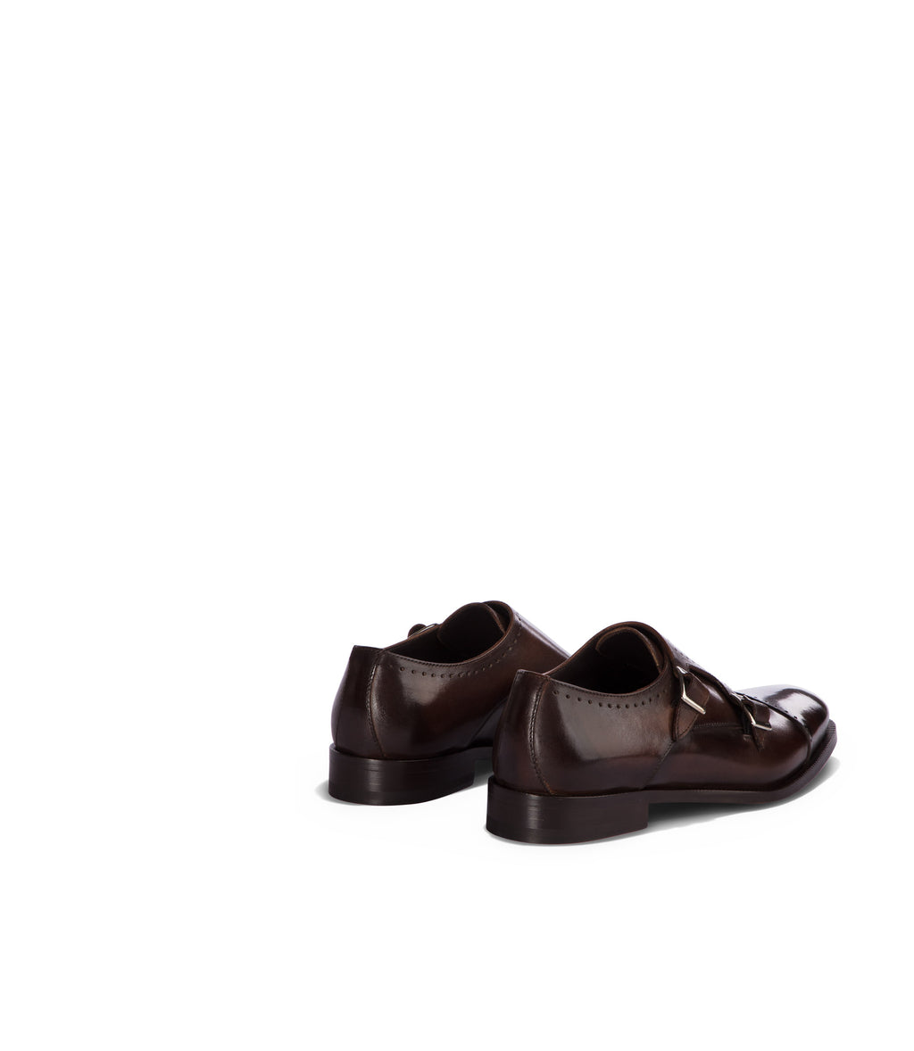Loriblu Monk strap in pelle marrone brogue Saldi