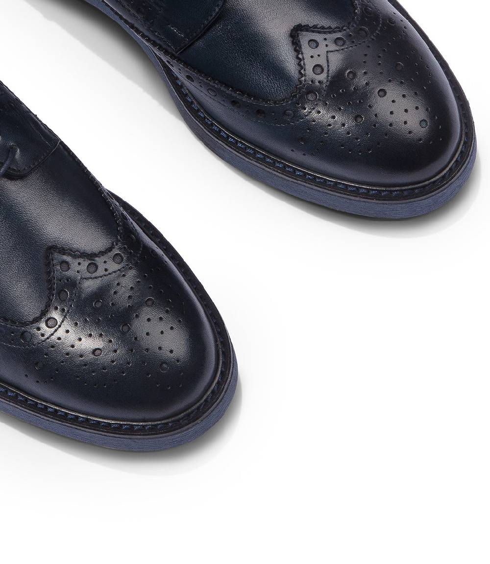 Loriblu Derby in pelle brogue blu Vendita Economica