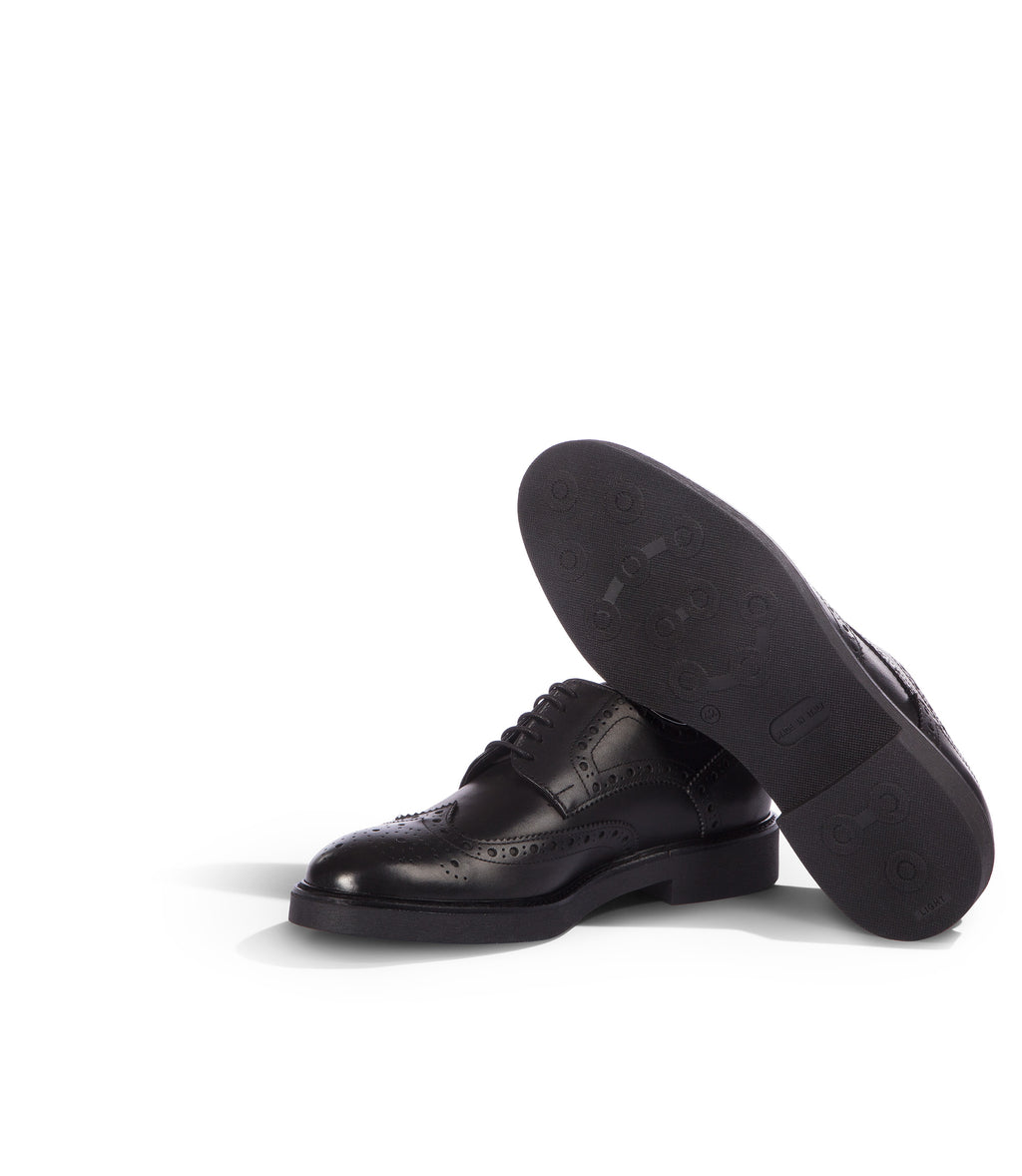 Loriblu Derby in pelle brogue nero Saldi Di Fabbrica