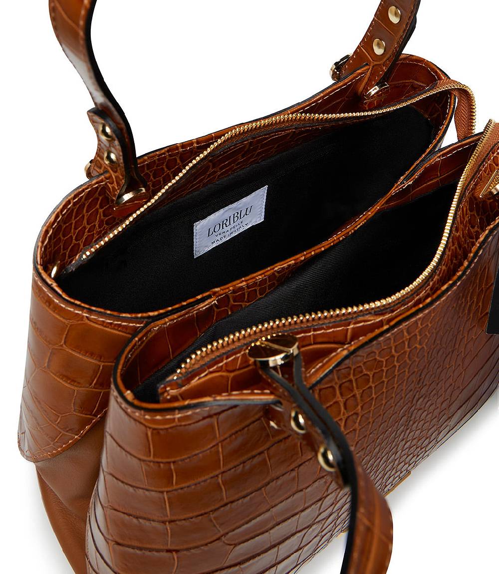 Loriblu Borsa tote cuoio in pelle stampa cocco Vendita