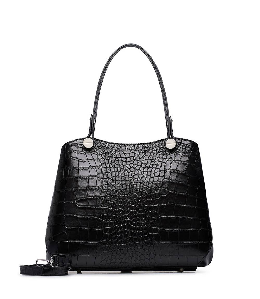 Loriblu Borsa nera in pelle stampa cocco Spedizione Gratuita