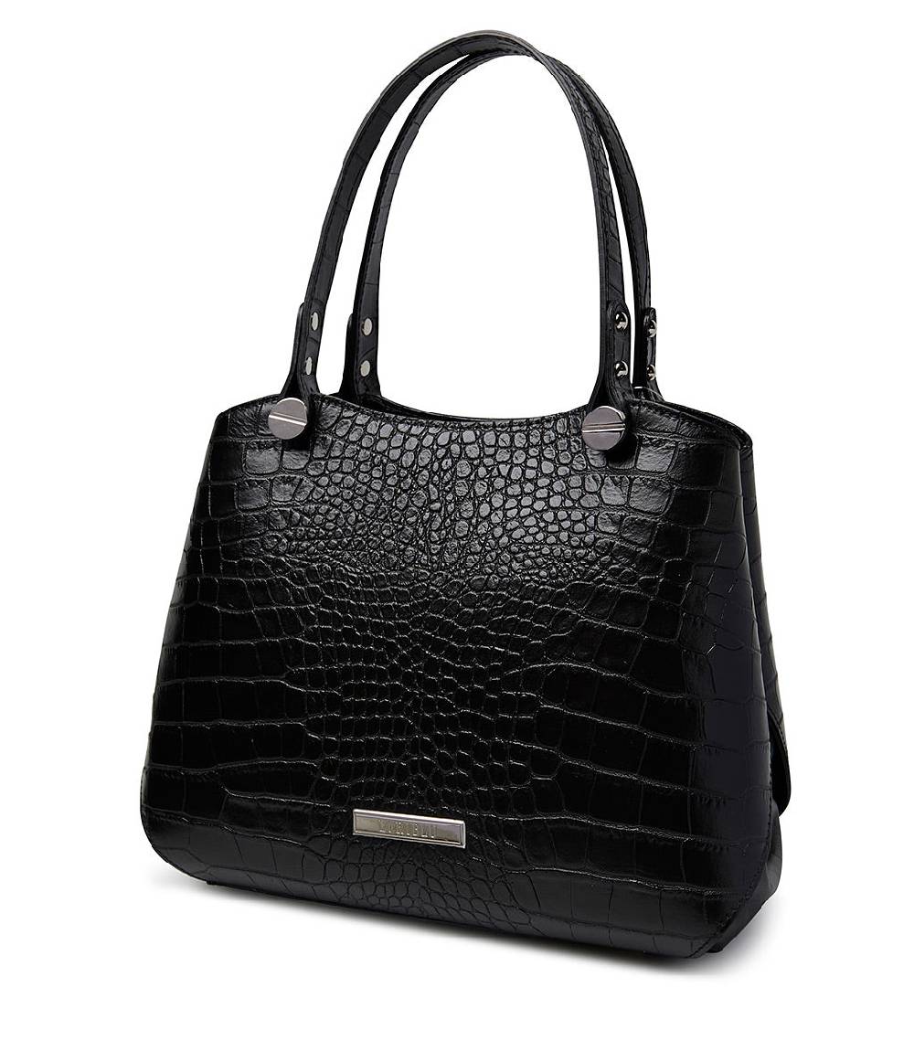Loriblu Borsa nera in pelle stampa cocco Spedizione Gratuita