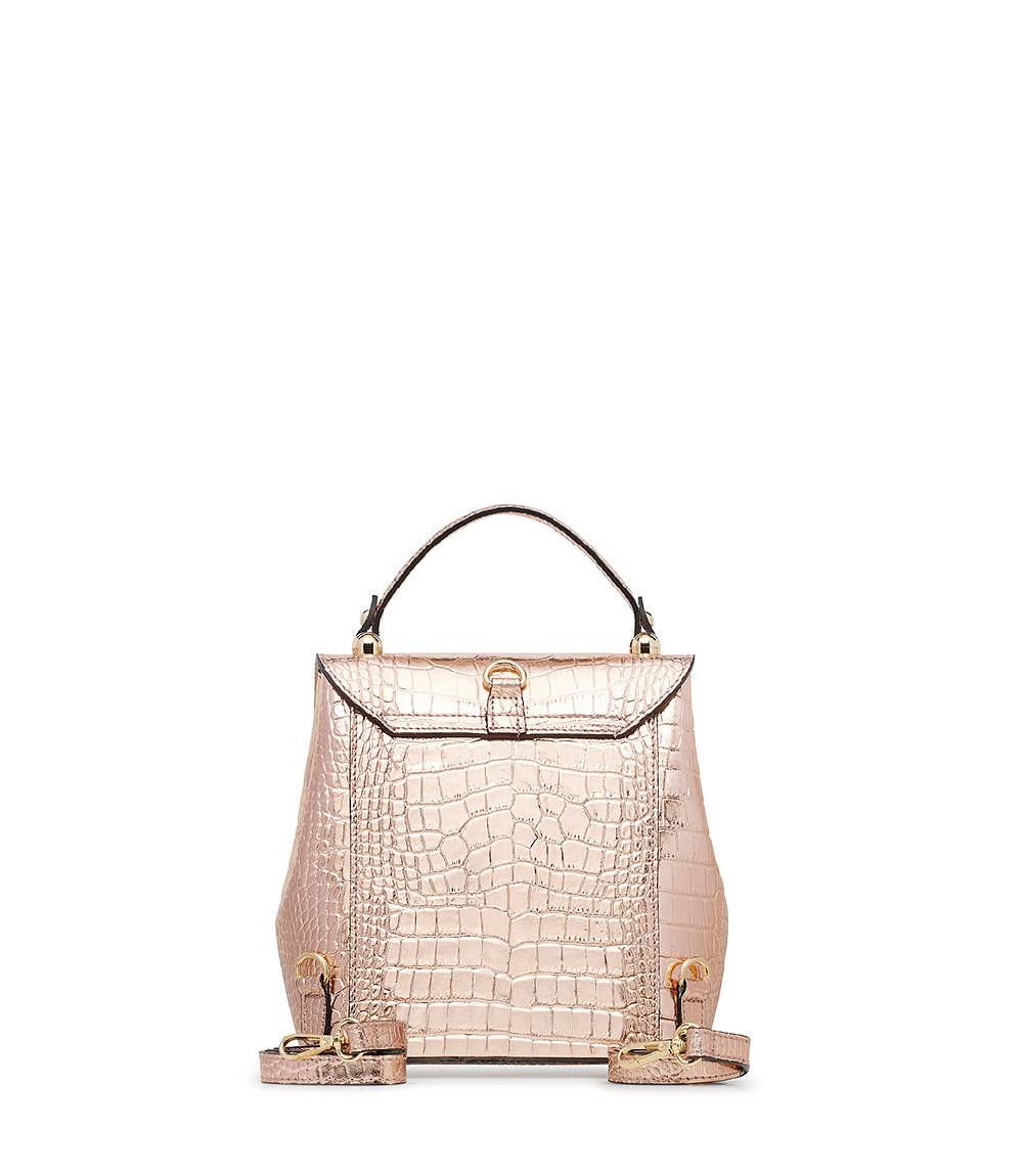 Loriblu Borsa a mano rosa in pelle laminata stampa cocco Soddisfazione Garantita