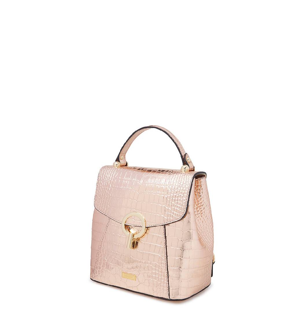 Loriblu Borsa a mano rosa in pelle laminata stampa cocco Soddisfazione Garantita