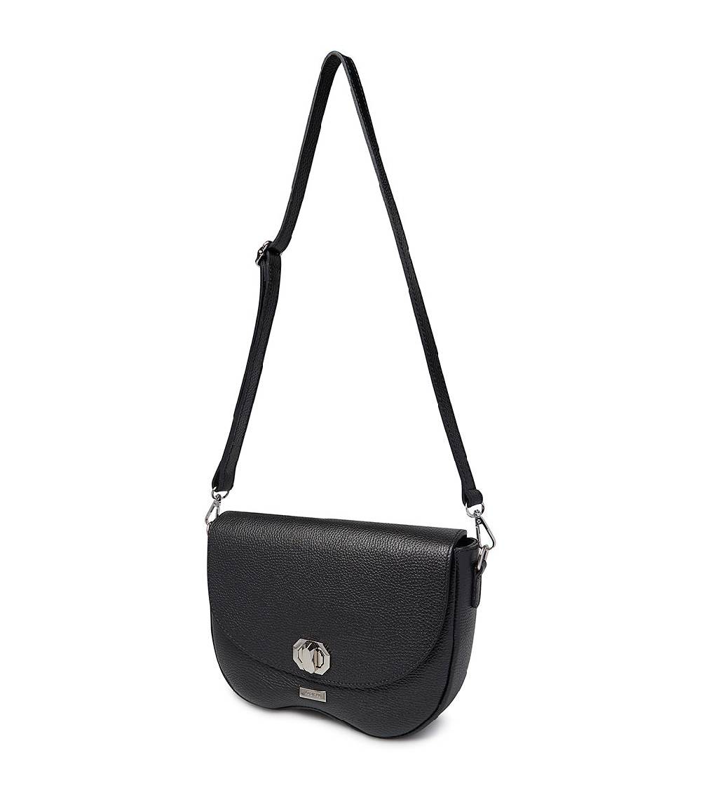 Loriblu Borsa a tracolla in pelle nera testurizzata Qualità Garantita
