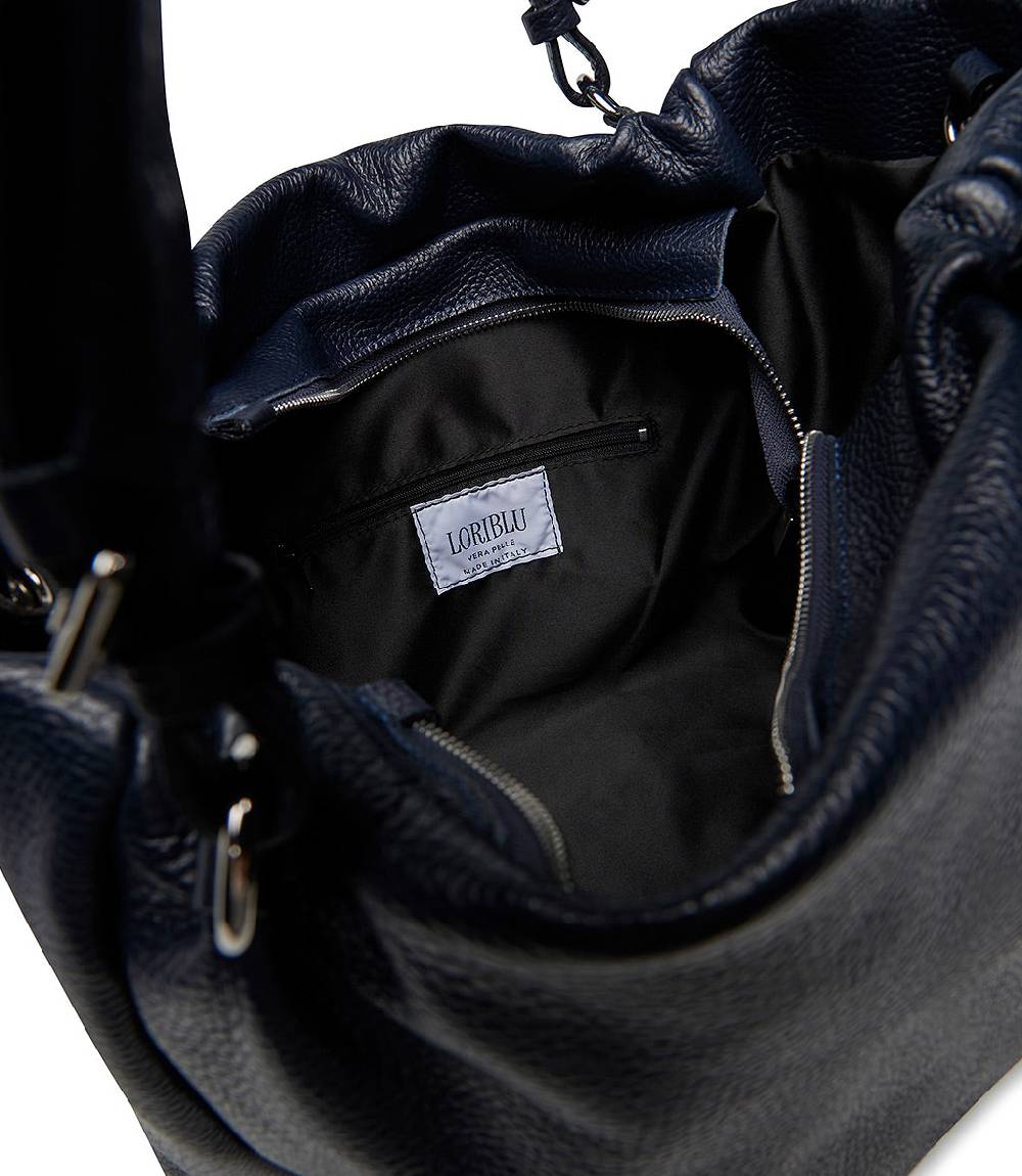 Loriblu Borsa in pelle martellata blu Consegna Veloce