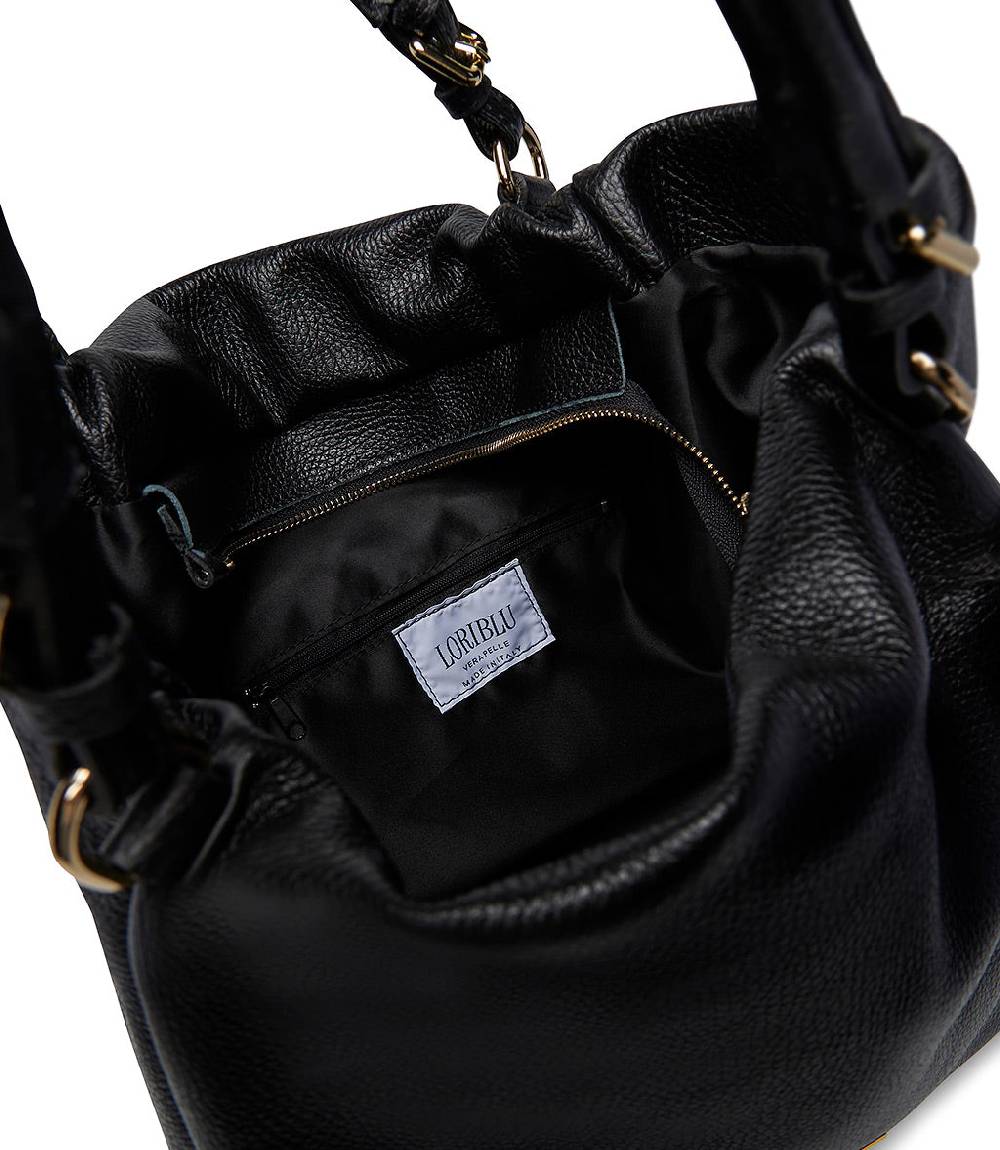 Loriblu Borsa nera in pelle martellata Promozione Limitata