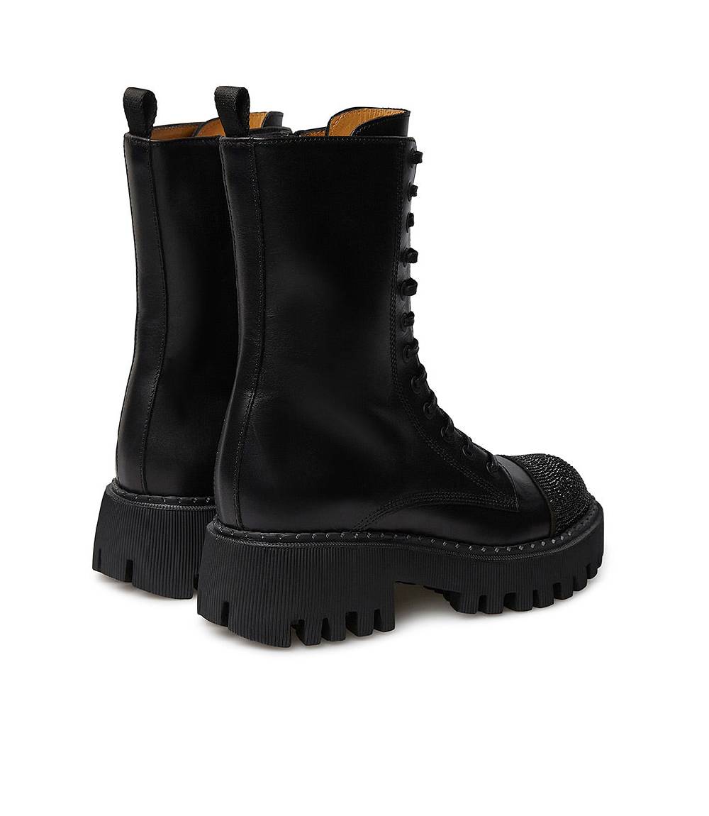 Loriblu Anfibi in vitello nero con cristalli Online