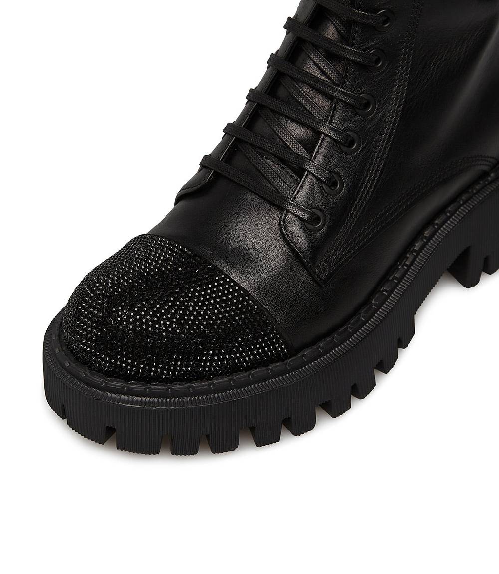 Loriblu Anfibi in vitello nero con cristalli Online