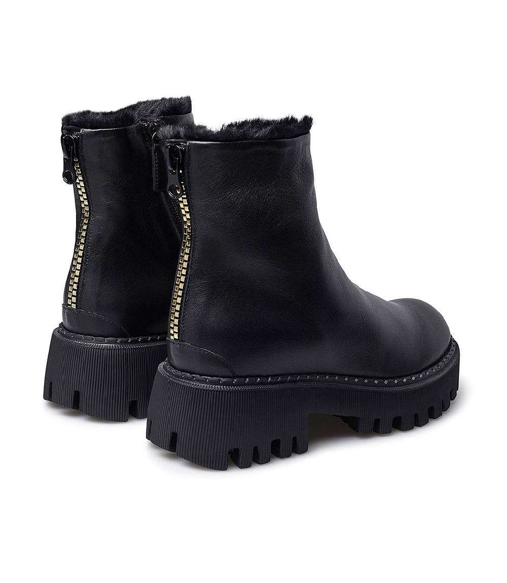 Loriblu Stivaletto in vitello nero con fodera montone Outlet