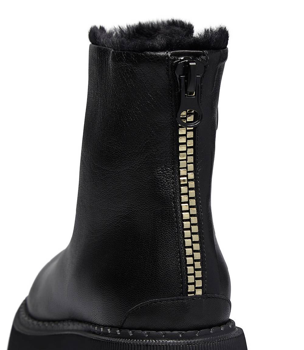 Loriblu Stivaletto in vitello nero con fodera montone Outlet