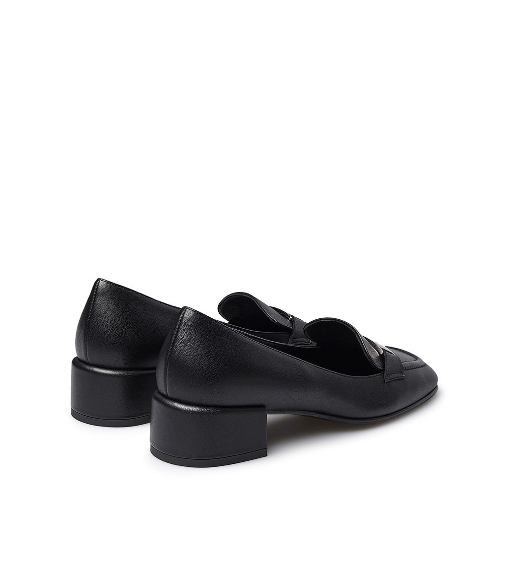 Loriblu Mocassini in nappa nera con placca logo Vendita Economica