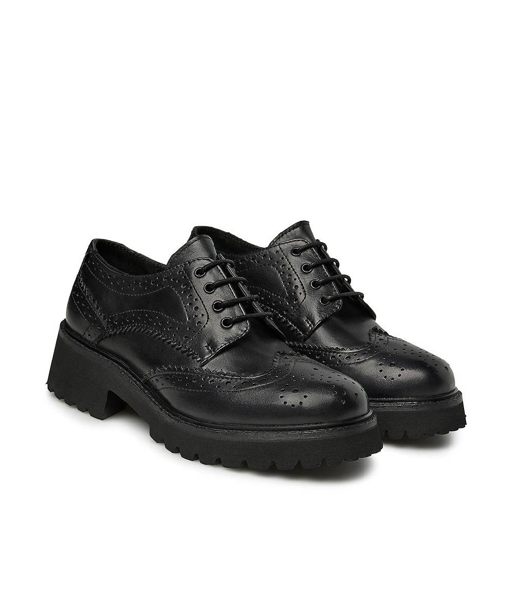 Loriblu Derby brogue in vitello nero Nuova