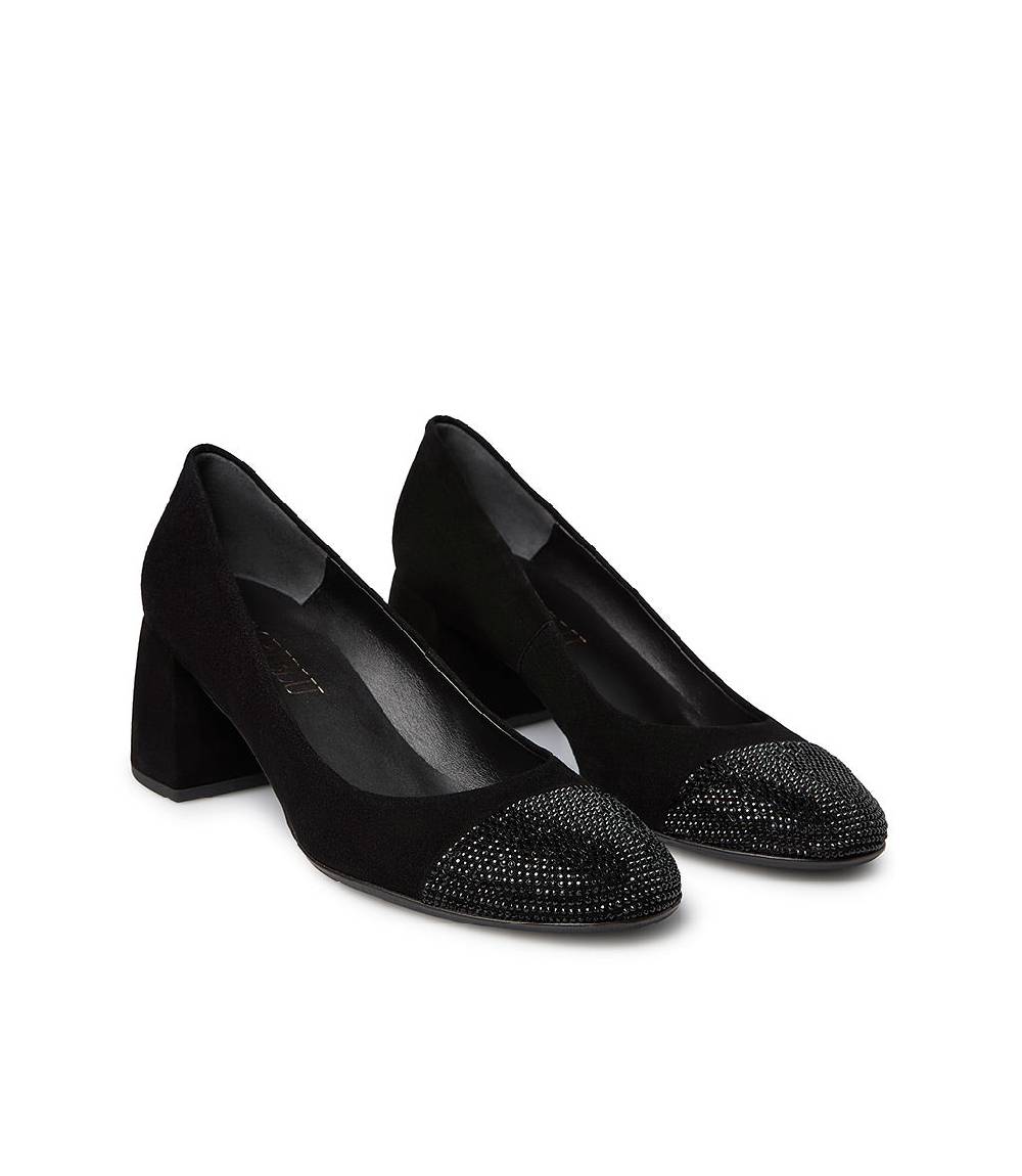 Loriblu Décolleté in camoscio nero con cristalli Italia