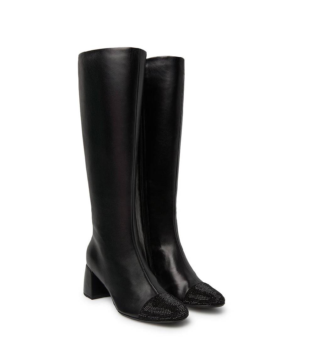 Loriblu Stivale in nappa nera con cristalli Nuovo