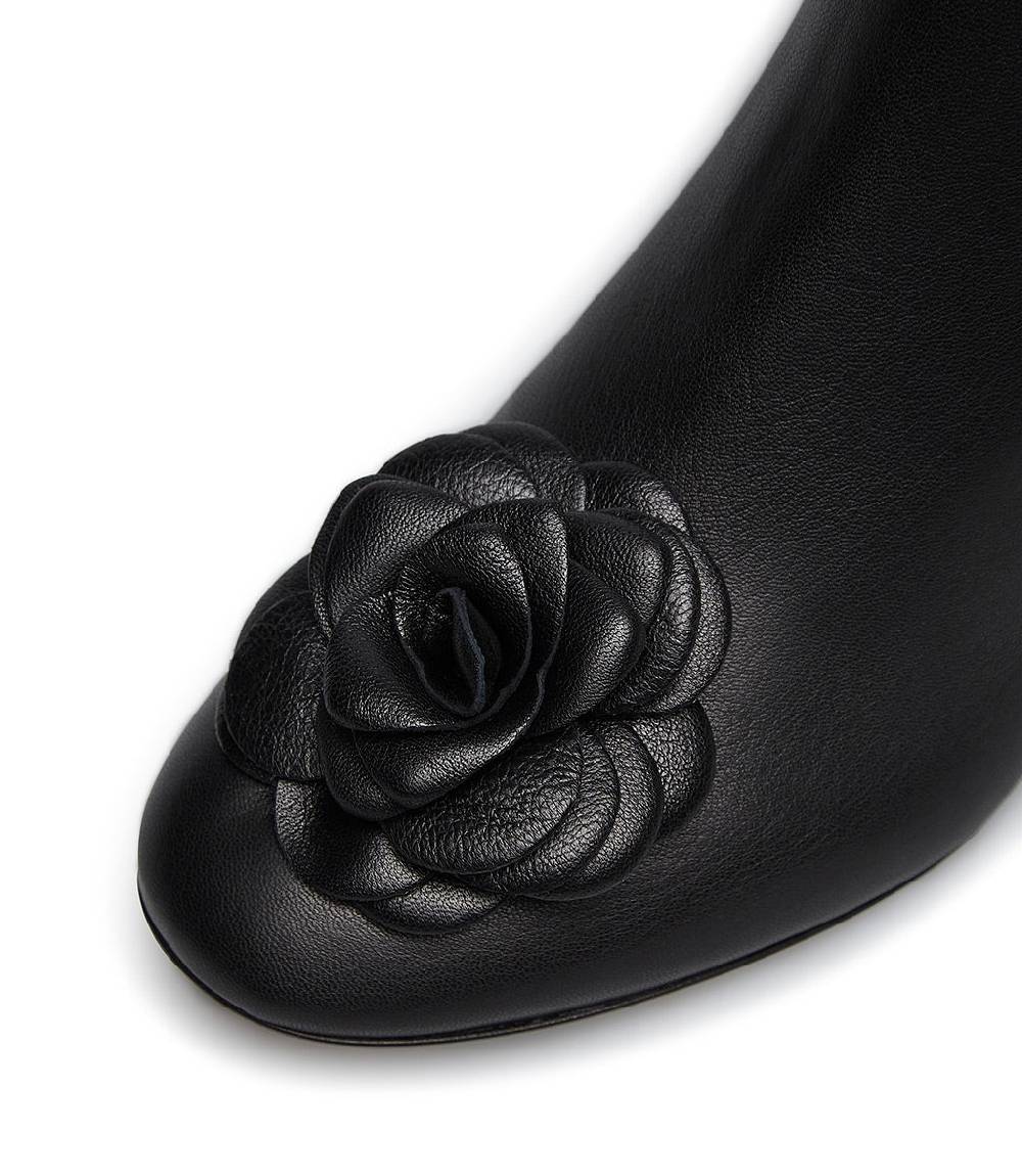 Loriblu Stivaletto in nappa nera con fiore Qualità